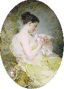 Charles Joshua Chaplin Young Girl with a Dove Spain oil painting artist